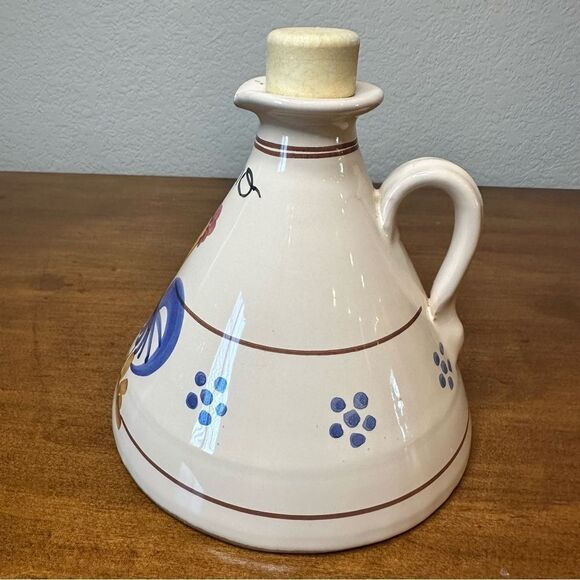 Vintage Giovanni Saldarelli Italy Ceramic Rooster Hand Painted Oil Carafe - Picture 2 of 7